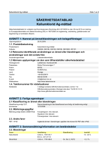SÄKERHETSDATABLAD Kaliumklorid Ag-mättad