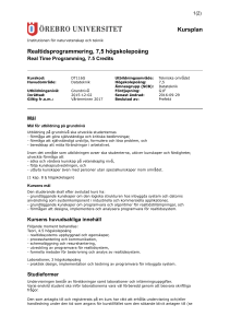 Kursplan Realtidsprogrammering, 7,5 högskolepoäng
