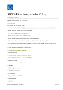 KTH | KD2430 Kärnbränslecykelns kemi 9,0 hp