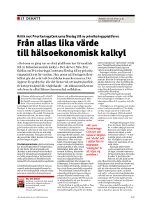 Från allas lika värde till hälsoekonomisk kalkyl