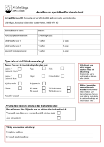 Intyg specialkost-avvikande kost