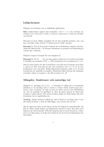L˚adprincipen Mängder, funktioner och naturliga tal