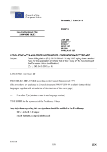 LANGUAGE concerned: SV PROCEDURE APPLICABLE according