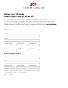 Hälsodeklaration, inskrivning Södra BB