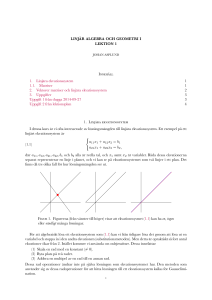 LINJÄR ALGEBRA OCH GEOMETRI I LEKTION 1 I               1. Linjära