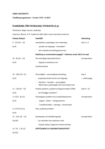 PLANERING FÖR PSYKOLOGI/ PSYKIATRI (2 p)