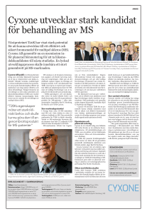 Cyxone utvecklar stark kandidat för behandling av MS