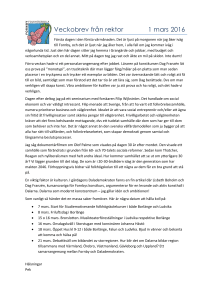 Veckobrev från rektor 1 mars 2016