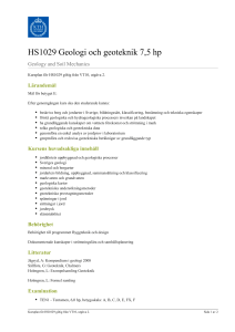 KTH | HS1029 Geologi och geoteknik 7,5 hp