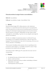 Patientkontrollerad analgesi Smärta anestesikliniken 1 Allmänt 2