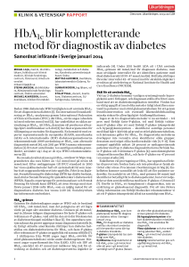HbA1c blir kompletterande metod för diagnostik av