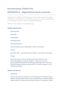 Kursinformation, ETE499 8 hp MATEMATIK H
