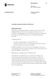 Uppdrag avseende skolbarns hälsovanor