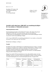 Särskild avgift enligt lagen (2000:1087) om anmälningsskyldighet