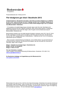 Fler blodgivare gav blod i Stockholm 2012