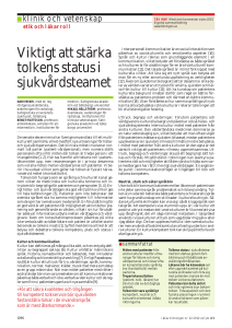 Viktigt att stärka tolkens status i sjukvårdsteamet