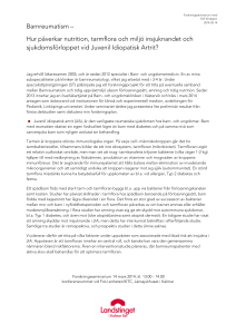 Barnreumatism – Hur påverkar nutrition, tarmflora och miljö