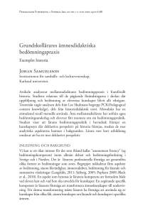 Grundskollärares ämnesdidaktiska bedömningspraxis