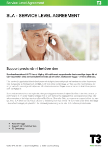 SLA - Service LeveL AgreemenT