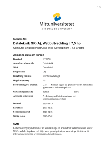 Datateknik GR (A), Webbutveckling I, 7,5 hp
