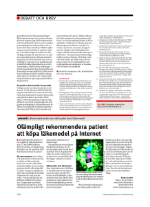 Olämpligt rekommendera patient att köpa läkemedel på Internet