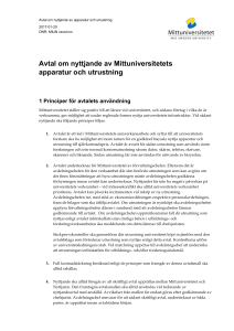 Avtal om nyttjande av apparatur och utrustning