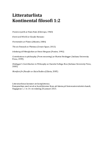 Litteraturlista Kontinental filosofi 1:2