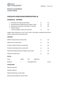 checklista konfusion/hjärnsvikt(r41.0) diagnostik , kriterier