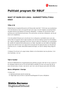 Politiskt program för RBUF - Rädda Barnens Ungdomsförbund