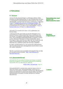 4 FÖRVARING 4.1 Ansvar 4.2 Läkemedelsförråd Nycklar/ e