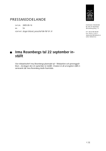 Irma Rosenbergs tal inställt