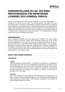 och dokumentationskrav som importerade livsmedel och livsmedel