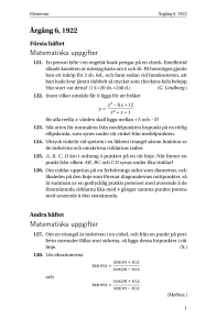 Matematiska uppgifter Matematiska uppgifter
