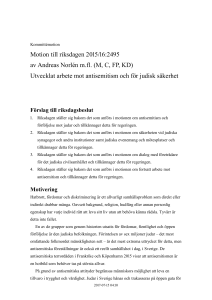 201516M161 Utvecklat arbete mot antisemitism och för judisk säkerhet