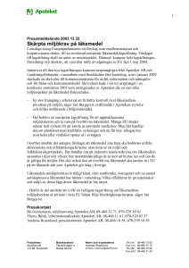 Pressmeddelande 2003 12 22 Skärpta miljökrav på