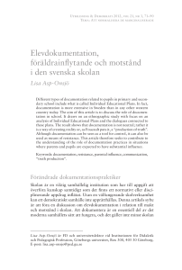 Elevdokumentation, föräldrainflytande och motstånd i den svenska