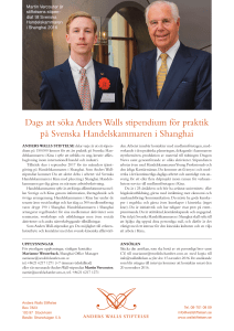 Dags att söka Anders Walls stipendium för praktik på Svenska