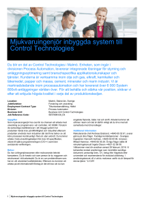 Mjukvaruingenjör inbyggda system till Control Technologies