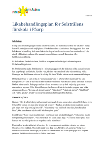 Likabehandlingsplan för Solstrålens förskola i Påarp