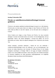 Press Information Continued Page 1 of 1 Pressmeddelande torsdag