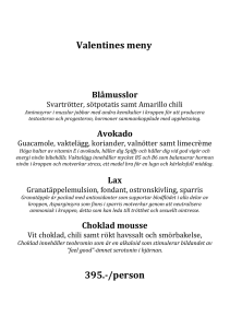 Valentines meny Blåmusslor