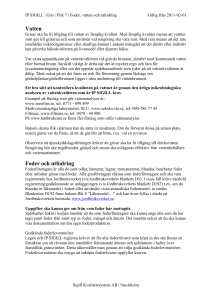 Vatten och utfodring - Sigill Kvalitetssystem