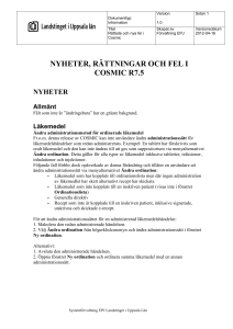 Nyheter, rättningar och fel i cosmic r7.5
