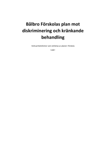Bålbro Förskolas plan mot diskriminering och kränkande behandling