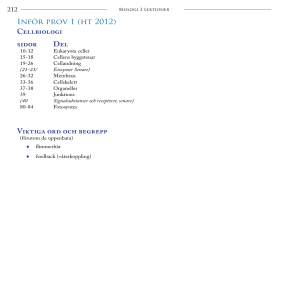 Inför prov 1 (ht 2012) Cellbiologi sidor Del Viktiga ord och begrepp
