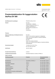 Prestandadeklaration för byggprodukten StoPma DV 500
