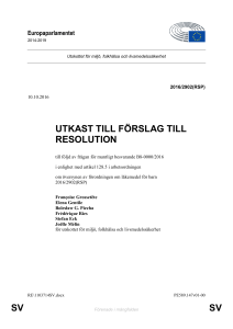 SV SV UTKAST TILL FÖRSLAG TILL RESOLUTION