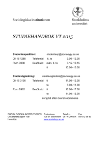 introduktion till studierna - Sociologiska institutionen