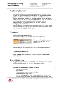 Provtagningsanvisning Reumatoid faktor Avgränsning/Bakgrund