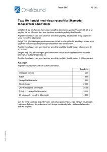 Taxa för handel med vissa receptfria läkemedel tobaksvaror samt